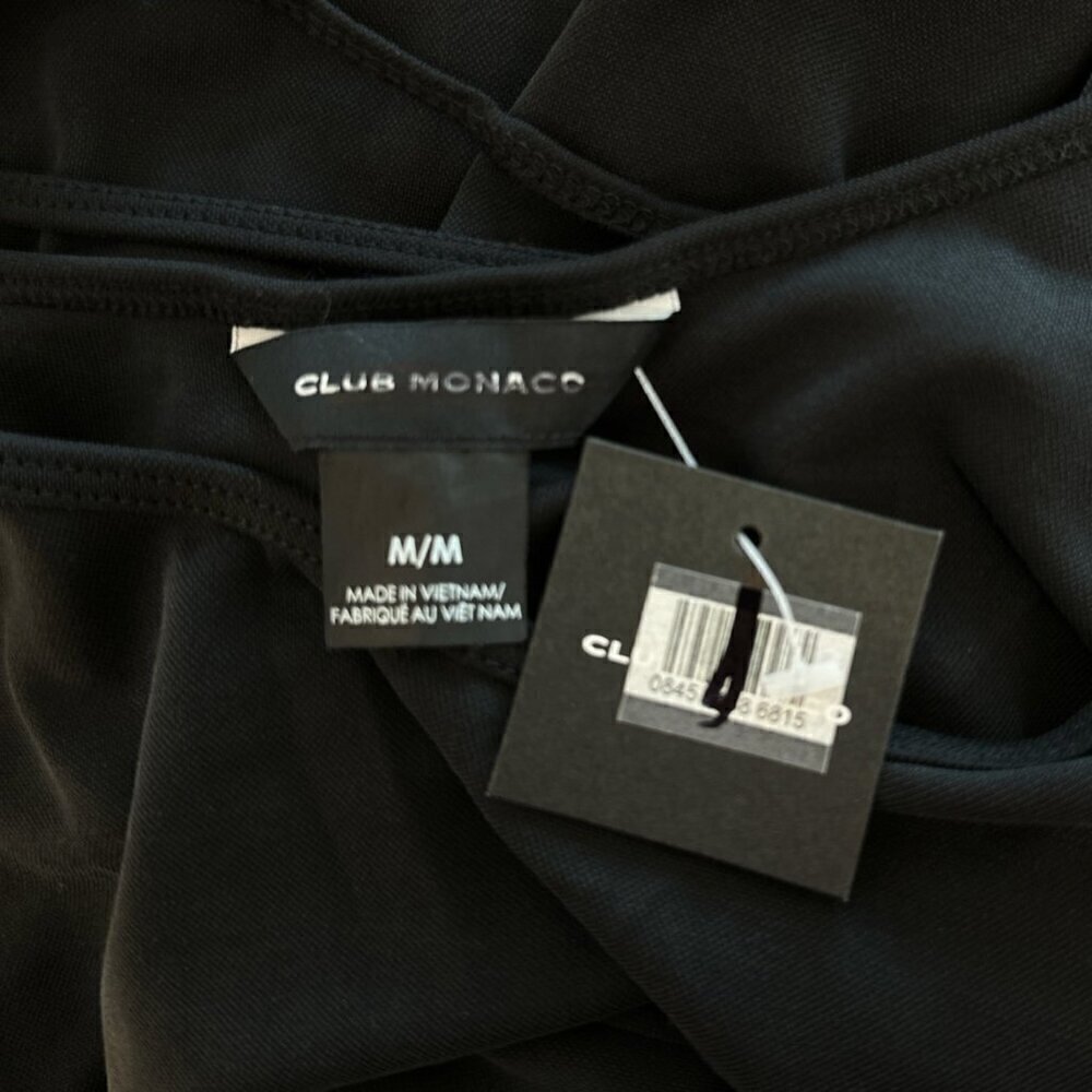 Club Monaco Long Black Sandwash Knit Maxi Stretch Open Back Dress NWT New M - Picture 5 of 5